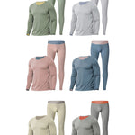 Men's Seamless Double-sided Round Neck Thermal Underwear Set