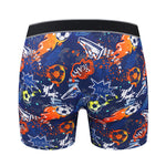 4 Pack Men's Graffiti Cartoon Print Skin-Friendly Mid-Rise Boxer Briefs