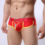 Zipper Belt Printed Cotton Pouch Briefs