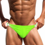 Men's Quick-Dry Odor-Control Solid Color Side Snap Swim Briefs