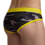 2 Pack Men's Sexy Sheer Camouflage Print Mesh Low-Rise Breathable & Quick-Dry Briefs
