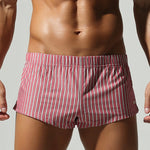 2 Pack Men's Breathable Cotton Classic Pinstripe Home Shorts
