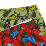 2 Pack Men's Banana Print Cotton Lounge Shorts with Button Fly