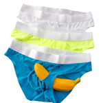 3 Pack Men's Ultra-Thin Ice Silk Briefs with Separation Pouch and Breathable Cooling Comfort
