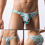 4 Pack Men's Low Rise Print U-Pouch Moisture Wicking Bikinis