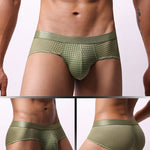 4 Pack Men's Breathable Mesh Solid Sheer & Sexy Wide Waistband Briefs