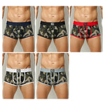 2 Pack Men's Sexy Mesh Camouflage Quick-Dry Large Pouch Low-Rise Trunks