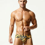 Men's Breathable Tiger Print Beach Vacation Swim Briefs