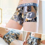 4 Pack Men's Breathable Printed Comfy Waistband Stretch Trunks