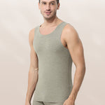 Men's Thermal Silk-Wool Sleeveless Vest - Solid Color Seamless Base Layer