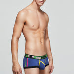 2 Pack Men's Cotton Sport Trunks with U-Pouch & Color-Block Design