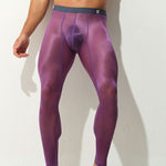 Men's Ice Silk Full Transparent Sexy Fitness Pants Sports Tights