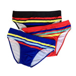 Men's 4-Way Stretch Perfect Fit Colorful Striped Swim Briefs