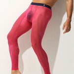 Men's Ice Silk Full Transparent Sexy Fitness Pants Sports Tights