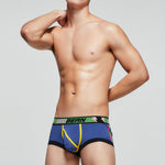 2 Pack Men's Cotton Sport Trunks with U-Pouch & Color-Block Design
