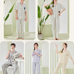 Ultra-Soft Cotton Thin Long-Sleeve Striped Lightweight Luxury Soft Pajama Sets