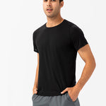 Men's Comfortable Round Collar Breathable Fitness Short Sleeve