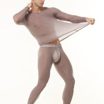 Men's Ultra-Thin Ice Silk Sheer Sensual Seamless Activewear Tops & Tights