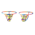4 Pack Men's Low Rise Fashion Mesh Rainbow Camo Print Thongs