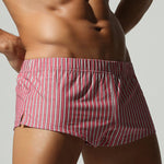 2 Pack Men's Breathable Cotton Classic Pinstripe Home Shorts