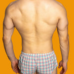 2 Pack Men's Button Fly Plaid Print Comfort Breathable Trunks
