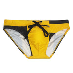 Men's Spliced Color Swim Briefs with Sponge Mats