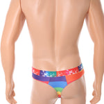 4 Pack Men's Playful-Rainbow Print U-Pouch Thongs