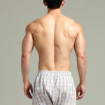 2 Pack Men's Cotton Plaid Boxers with Side Opening and Relaxed Elastic Waistband