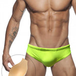 Men's Seamless Comfort Solid Color Shiny Swim Briefs