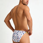 4 Pack Men's Star Print Low-Rise with Sexy U-Pouch Bikini