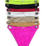 Men's Quick-Dry Odor-Control Solid Color Side Snap Swim Briefs