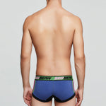 2 Pack Men's Cotton Sport Trunks with U-Pouch & Color-Block Design