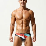 Men's Breathable Fashion Rainbow Stripe Beach Vacation Swim Briefs