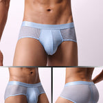 4 Pack Men's Breathable Mesh Solid Sheer & Sexy Wide Waistband Briefs