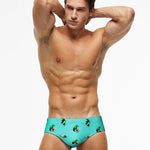 Men's Quick-Dry Printed UV Protection No-Slip Elastic Swim Briefs
