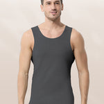 Men's Thermal Silk-Wool Sleeveless Vest - Solid Color Seamless Base Layer
