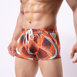 Men's Printed Skinny Swim Trunks With Drawstring