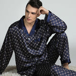 Men's Print Sleepwear Silk Satin Pajamas Set