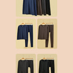 Men's Antibacterial Thickened Brushed Slimming Horizontal Stripe Design Thermal Sets