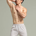 2 Pack Men's Cotton Plaid Boxers with Side Opening and Relaxed Elastic Waistband