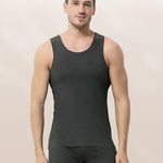 Men's Thermal Silk-Wool Sleeveless Vest - Solid Color Seamless Base Layer