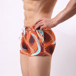 Men's Printed Skinny Swim Trunks With Drawstring