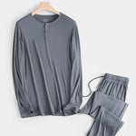 60S Modal Men's Solid Color Pajama Set | Comfortable Casual Wear for All Seasons