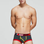 2 Pack Men's Cotton Sport Trunks with U-Pouch & Color-Block Design