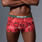 2 Pack Men's Seamless Comfort Playful Style Prints Breathable Trunks