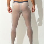 Men's Ice Silk Full Transparent Sexy Fitness Pants Sports Tights