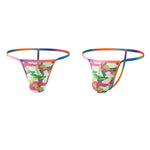 4 Pack Men's Low Rise Fashion Mesh Rainbow Camo Print Thongs