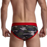 2 Pack Men's Sexy Sheer Camouflage Print Mesh Low-Rise Breathable & Quick-Dry Briefs