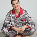 Men's Print Sleepwear Silk Satin Pajamas Set