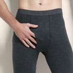 Men's Solid Color Double-Layer Bamboo Fiber Thermal Bottoms
